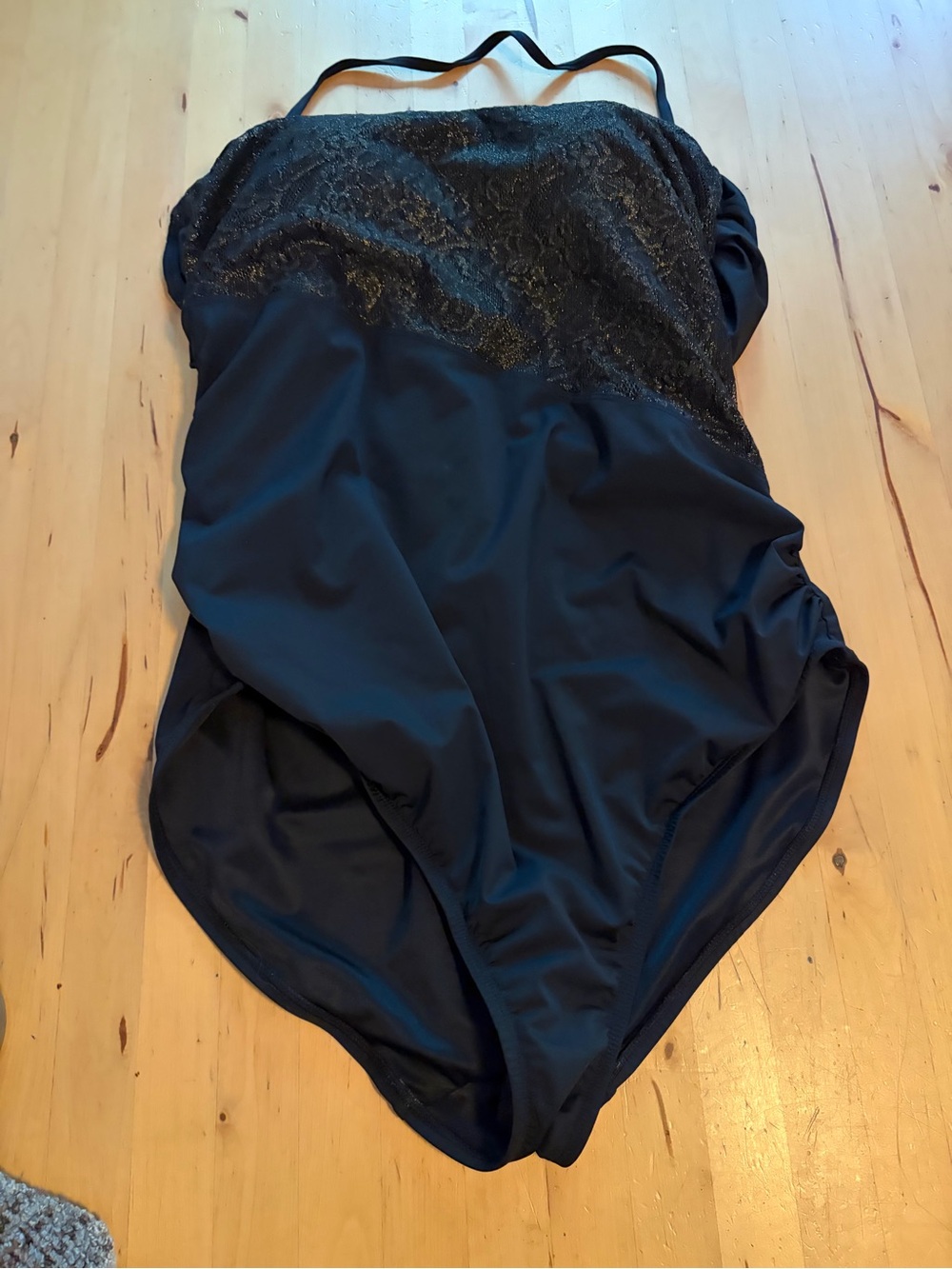 SPANX Black Swimsuit with Red Brand Tag